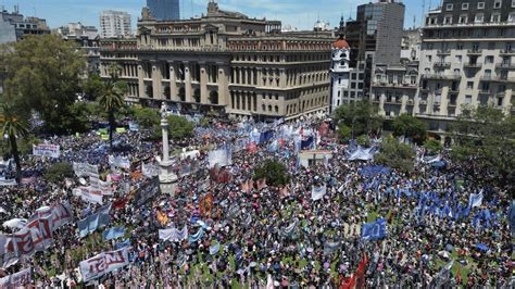 Argentina Massive Protest Against Milei For Announcements Of Harsh