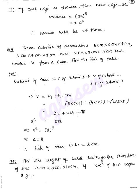 Rd Sharma Solutions For Class Mensuration Ii Volumes And Surface