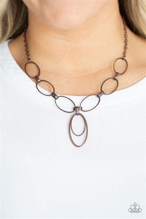 All Oval Town Copper Necklace Paparazzi Accessories 500