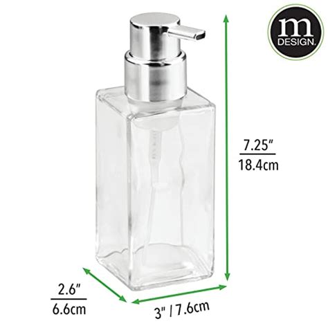 Mdesign Glass Refillable Foaming Hand Soap Dispenser Modern Square Pump