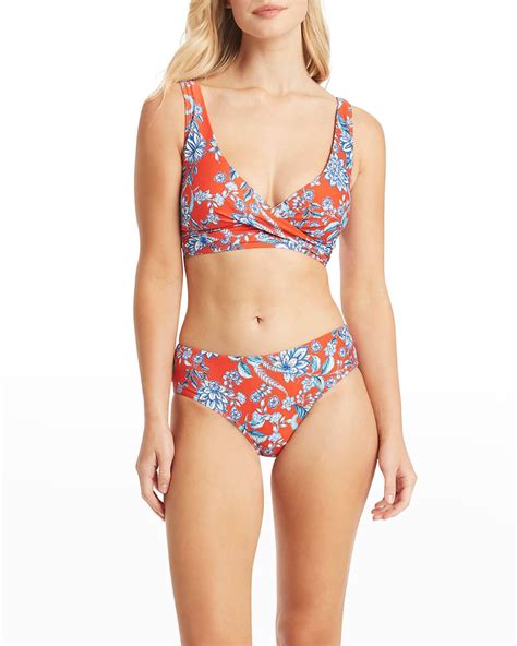 Sea Level Mid Bikini Bottoms In Orange Lyst