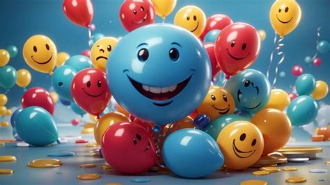 Premium Ai Image A 3drendered Smiley Balloons Bouquet Cartoon Face