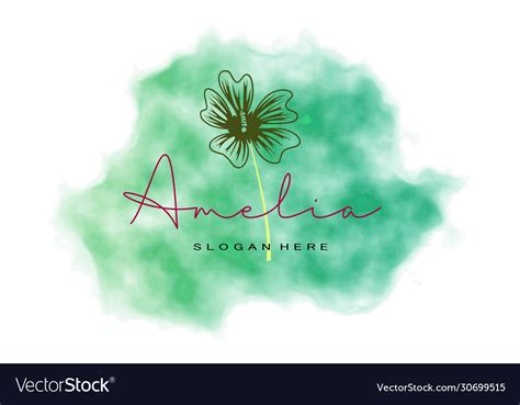 Watercolor logo flower Royalty Free Vector Image