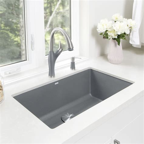 BLANCO Precis 18.75-in x 32-in Metallic Gray (Gray) Single-Basin ...