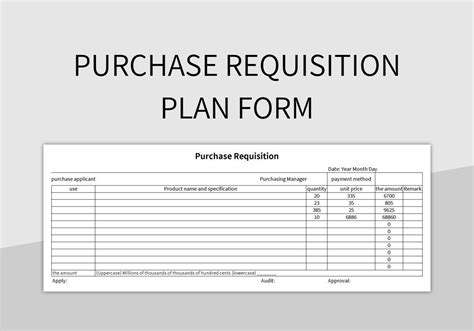 Purchase Requisition Plan Form Excel Template And Google Sheets File