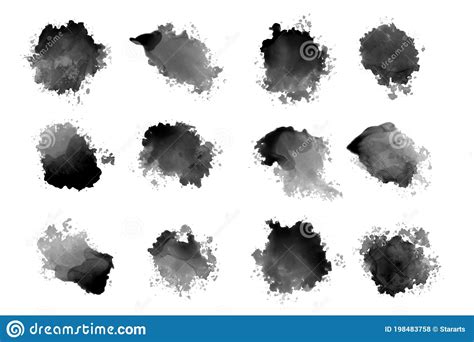 Black Ink Watercolor Splatters And Drips Stock Vector Illustration Of