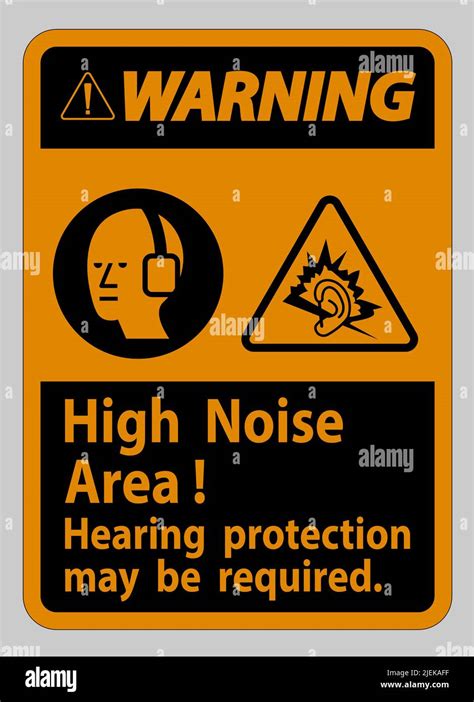 Warning Sign High Noise Area Hearing Protection May Be Required Stock