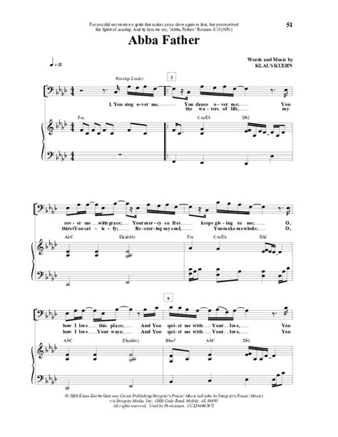 Abba Father Sheet Music Pdf Klaus Praisecharts