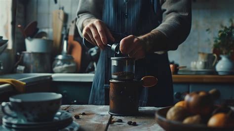 A Man Is Pouring Coffee Into A Cup Premium AI Generated Image