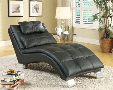 Accents Chaises Contemporary Black Faux Leather Chaise