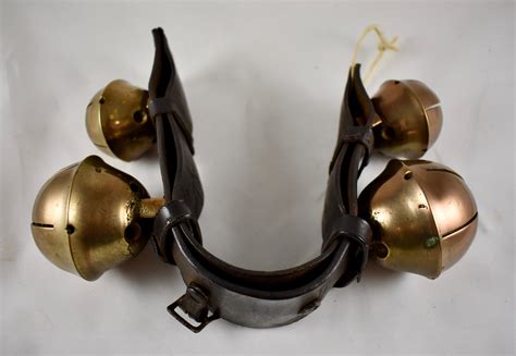 Swedish Style Brass Sleigh Bells Leather Horse Rump Strap Circa 1880s