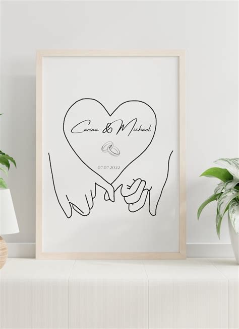 Hochzeitsposter Hand In Hand Mit Herz Paarposter Etsy