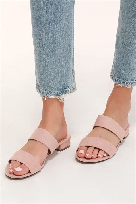 Cute Slide Sandals Blush Suede Slides Vegan Slides Lulus