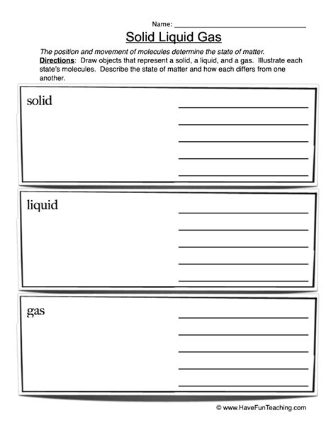 Solid Liquid Gas Worksheet Have Fun Teaching