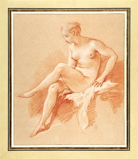 Naked Woman Showing Her Breasts Vintage Nude Illustration Seated