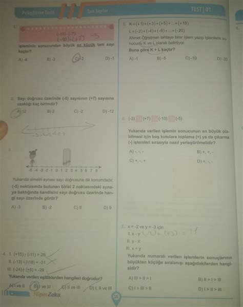 hiper zeka matematik 7 sınıf sayfa 16 Eodev