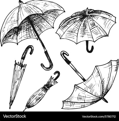 Drawing Set Umbrellas Royalty Free Vector Image