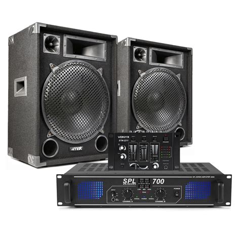 Max Sp Passive Dj Speaker Pair With Amplifier Mixer