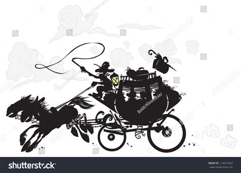 Western Stagecoach Silhouette Drawing Stock Vector 114015952 - Shutterstock