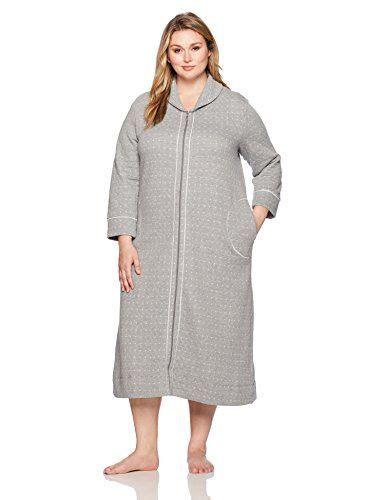 Carole Hochman Womens Plus Size Quilted Zip Robe Grey Heather 3x