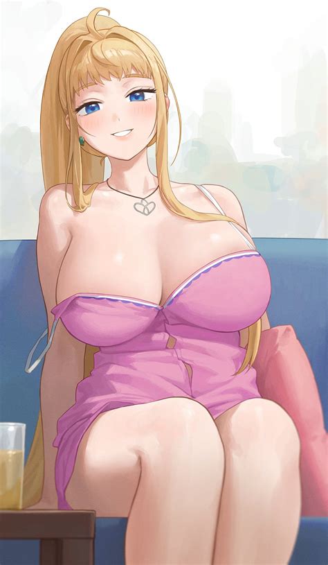 Rule 34 1girls Bare Shoulders Blonde Hair Blue Eyes Breasts Cleavage