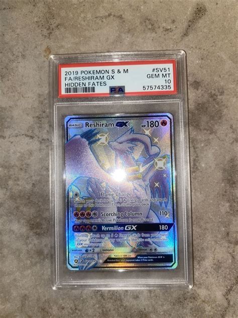 Reshiram Gx Sv51sv94 Shiny Full Art Hidden Fates Pokemon Psa 10 Gem