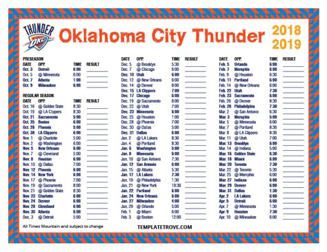 Okc Thunder Game Calendar - Nat Ruthann