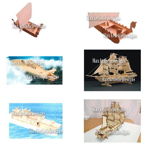 Laser Cut Ships And Boats Pack Vector Dxf Cdr Cnc D Files