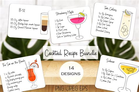 Cocktail Recipe Bundle Decorative Illustrations ~ Creative Market