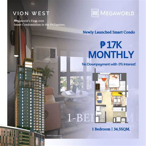 34 50SQM Spacious 1 BR Newly Launched Preselling Vion West Megaworld