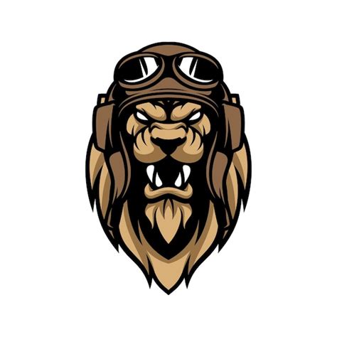 Premium Vector Lion Pilot Mascot Logo Design Vector