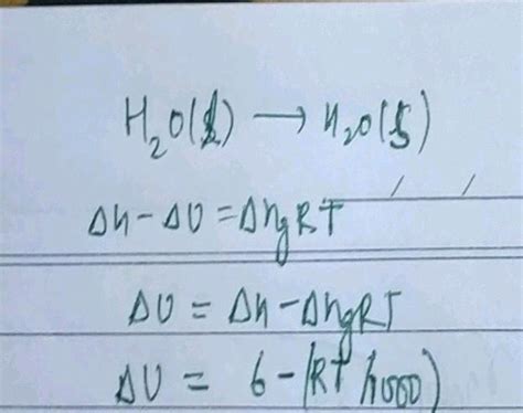 Molar Enthalpy Change Melting Of Ice Is Kj Mol Then The Internal