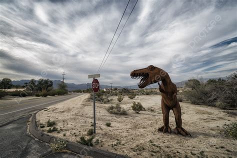 Dinosaur Art Sculpture Summer Vista Mountain Photo Background And ...