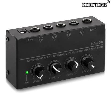 KEBETEME 4 Channels Mini Headphone Amplifier HA400 Ultra Compact Stereo