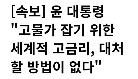 20일 윤석열 대통령 출근길 발언 고물가 잡기 위한 세계적 고금리 대처할 방법이 없다 주가 폭락 물가 고공행진에 대처할