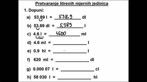 Pretvaranje Litrenih Mjernih Jedinica Youtube