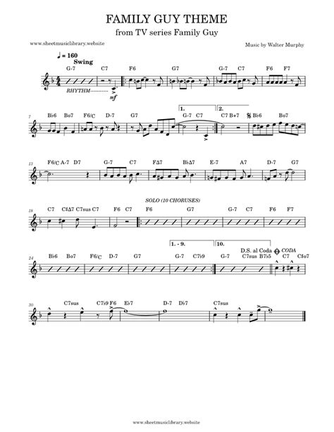 FAMILY GUY THEME (Jazz Play Along piano solo) Sheet music for Piano ...