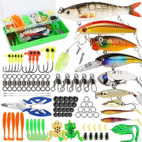 Fishing Lures Tackle Box Starter Set For Bass Trout Salmon Fresh