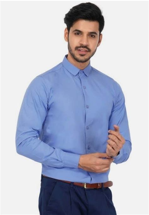 Plain Cotton Formal Blue Shirt Full Sleeves At Rs 320 In Madurai Id