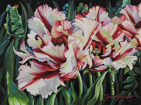 Fancy Parrot Tulips Painting By Jane Girardot Fine Art America