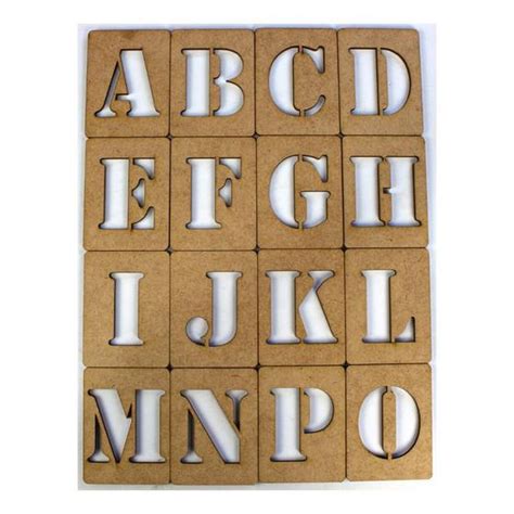 Molde Alfabeto Stencil Letras Numeros Feito De Madeira Mdf Vazado