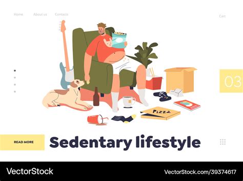 Sedentary lifestyle concept of landing page Vector Image