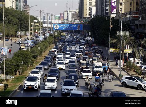 Karachi Pakistan 19th Jan 2023 A Large Numbers Of Vehicles Stuck In