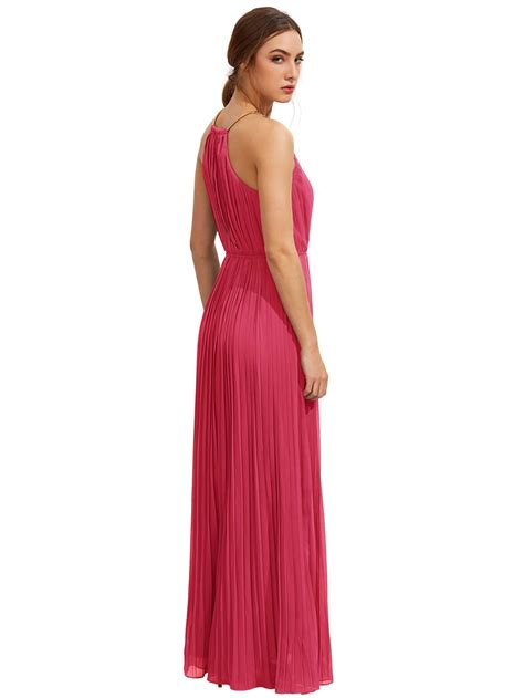 Halterneck Pleated Infinity Maxi Dress Shein Sheinside