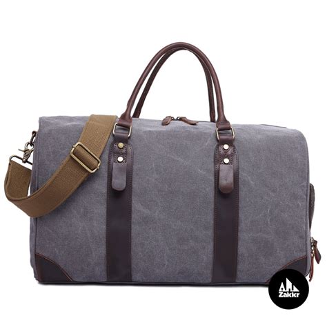 Canvas Weekender Bag Men Leather Weekend Bag Canvas Duffle Bag Etsy