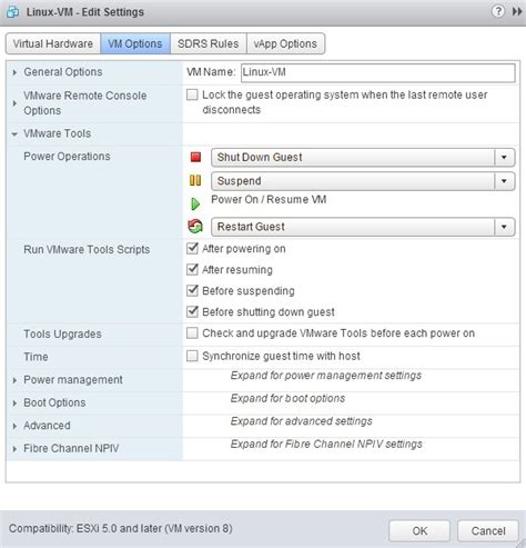 Vmware Tools Options Vmware Esxi