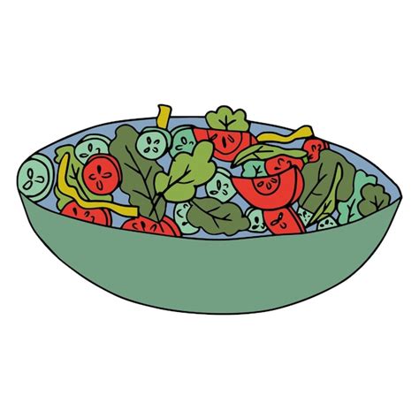 Salada De Doodle Dos Desenhos Animados Tomates E Pepinos Isolados