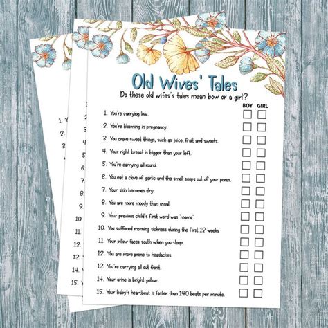 Printable Baby Shower Game Old Wives Tale Baby Shower Game Etsy