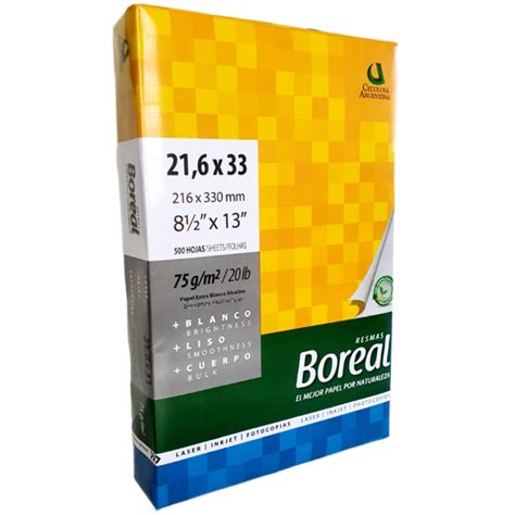 Paquete de 500 Hojas de Papel Bond Tamaño Oficio 75 g m² Boreal