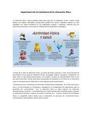 Importancia De La Ense Anza De La Educaci N F Sica 3 Docx